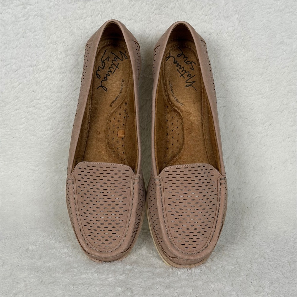 Natural Soul Loafers Womens 8.5 Pink Mauve Perforated All-Thru Comfort Flats